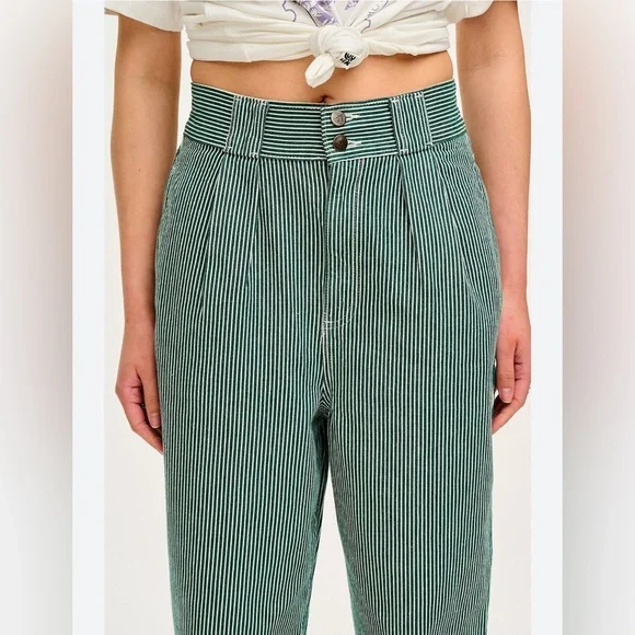 Lucy and Yak Addison Tapered Twill Organic Cotton Jeans Aspen Stripe 38R 18/20 - Picture 2 of 9